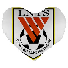 Shandong Luneng Taishan F C  Large 19  Premium Flano Heart Shape Cushions by Valentinaart