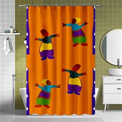 A Colorful Modern Illustration For Lovers Shower Curtain 48  X 72  (small)  by Simbadda