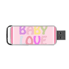 Pink Baby Love Text In Colorful Polka Dots Portable Usb Flash (one Side) by Simbadda