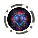 Blue Heart Fractal Image With Help From A Script Poker Chip Card Guard (10 pack) Front