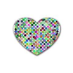 Colorful Dots Balls On White Background Rubber Coaster (heart)  by Simbadda