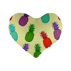 Colorful Pineapples Wallpaper Background Standard 16  Premium Heart Shape Cushions by Simbadda