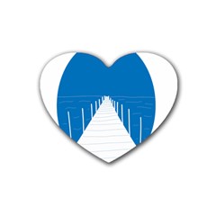 Bridge Sea Beack Blue White Heart Coaster (4 Pack)  by Mariart