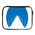 Bridge Sea Beack Blue White Apple iPad 2/3/4 Zipper Cases Front