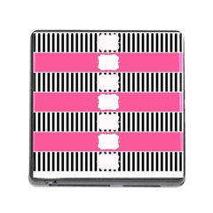 Custom Water Bottle Labels Line Black Pink Memory Card Reader (square) by Mariart