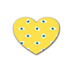 Eye Blue White Yellow Monster Sexy Image Heart Coaster (4 Pack)  by Mariart