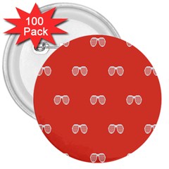 Glasses Disco Retina Red White Line 3  Buttons (100 Pack)  by Mariart