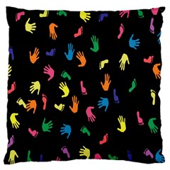 Hand And Footprints Large Flano Cushion Case (one Side) by Mariart