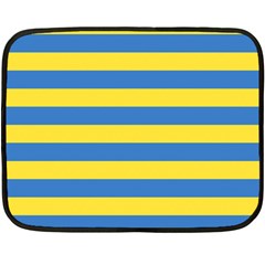 Horizontal Blue Yellow Line Double Sided Fleece Blanket (mini)  by Mariart