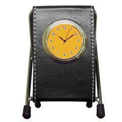 Polka Dot Orange Yellow Pen Holder Desk Clocks by Mariart