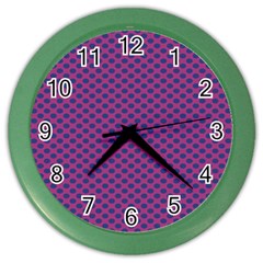 Polka Dot Purple Blue Color Wall Clocks by Mariart