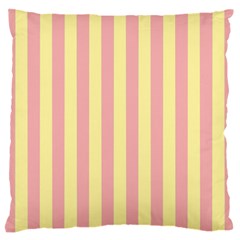 Pink Yellow Stripes Line Large Flano Cushion Case (two Sides) by Mariart