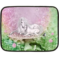 Wonderful Unicorn With Foal On A Mushroom Fleece Blanket (mini) by FantasyWorld7