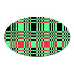 Bright Christmas Abstract Background Christmas Colors Of Red Green And Black Make Up This Abstract Oval Magnet by Simbadda