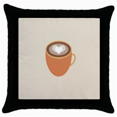 Artin Coffee Chocolate Brown Heart Love Throw Pillow Case (black) by Mariart