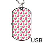 Fruit Pink Green Mangosteen Dog Tag USB Flash (One Side) Front