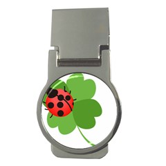 Insect Flower Floral Animals Green Red Money Clips (round)  by Mariart