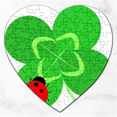 Insect Flower Floral Animals Green Red Line Jigsaw Puzzle (heart) by Mariart