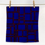 Line Plaid Red Blue Face Towel Front