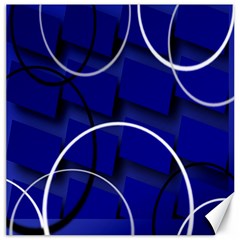 Blue Abstract Pattern Rings Abstract Canvas 12  X 12   by Nexatart