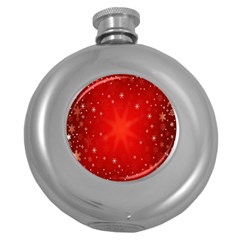 Red Holiday Background Red Abstract With Star Round Hip Flask (5 Oz) by Nexatart