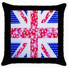 British Flag Abstract British Union Jack Flag In Abstract Design With Flowers Throw Pillow Case (black) by Nexatart