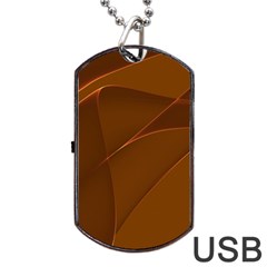 Brown Background Waves Abstract Brown Ribbon Swirling Shapes Dog Tag Usb Flash (one Side) by Nexatart