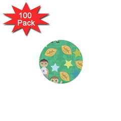 Football Kids Children Pattern 1  Mini Buttons (100 Pack)  by Nexatart