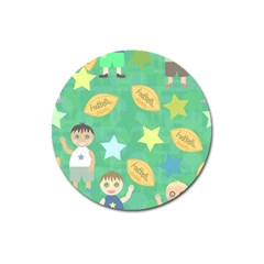 Football Kids Children Pattern Magnet 3  (round) by Nexatart