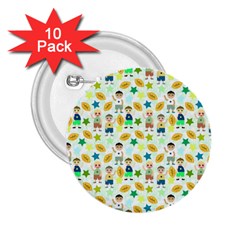 Football Kids Children Pattern 2 25  Buttons (10 Pack)  by Nexatart