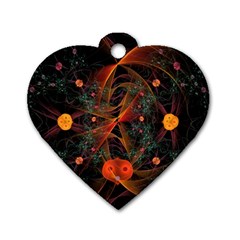 Fractal Wallpaper With Dancing Planets On Black Background Dog Tag Heart (two Sides) by Nexatart