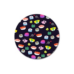 Japanese Food Sushi Fish Magnet 3  (round) by Mariart