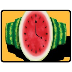 Watermelon Slice Red Orange Green Black Fruite Time Fleece Blanket (large)  by Mariart