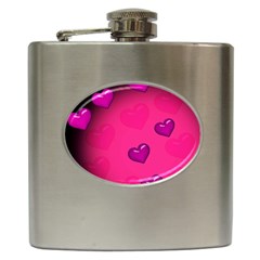 Pink Hearth Background Wallpaper Texture Hip Flask (6 Oz) by Nexatart