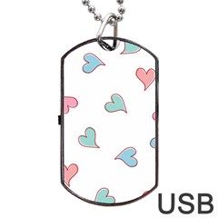 Colorful Random Hearts Dog Tag Usb Flash (one Side) by Nexatart