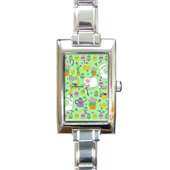 Cute Easter Pattern Rectangle Italian Charm Watch by Valentinaart