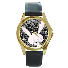 Easter Bunny  Round Gold Metal Watch by Valentinaart