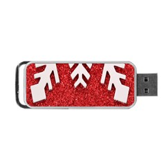 Macro Photo Of Snowflake On Red Glittery Paper Portable Usb Flash (one Side) by Nexatart