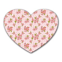 Beautiful Hand Drawn Flowers Pattern Heart Mousepads by TastefulDesigns