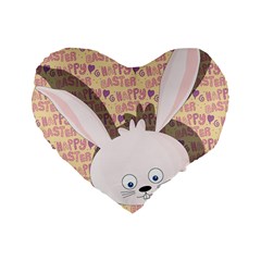 Easter Bunny  Standard 16  Premium Flano Heart Shape Cushions by Valentinaart