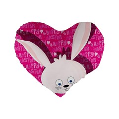 Easter Bunny  Standard 16  Premium Flano Heart Shape Cushions by Valentinaart