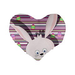 Easter Bunny  Standard 16  Premium Flano Heart Shape Cushions by Valentinaart