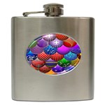 Fun Balls Pattern Colorful And Ornamental Balls Pattern Background Hip Flask (6 oz) Front