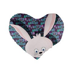 Easter Bunny  Standard 16  Premium Flano Heart Shape Cushions by Valentinaart