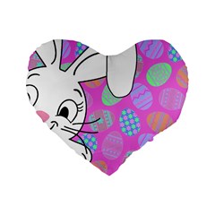 Easter Bunny  Standard 16  Premium Flano Heart Shape Cushions by Valentinaart