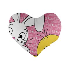 Easter Bunny And Chick  Standard 16  Premium Flano Heart Shape Cushions by Valentinaart