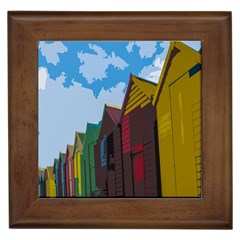 Brightly Colored Dressing Huts Framed Tiles by Nexatart