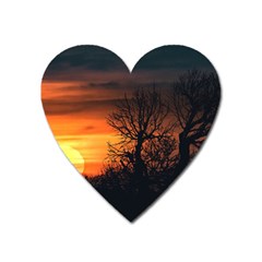 Sunset At Nature Landscape Heart Magnet by dflcprints