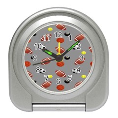 Balltiled Grey Ball Tennis Football Basketball Billiards Travel Alarm Clocks by Mariart