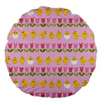 Easter - chick and tulips Large 18  Premium Round Cushions Front